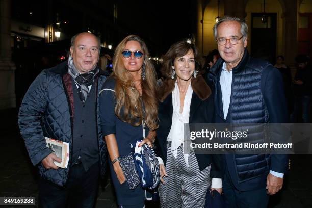 Member of the French Academy, Marc Lambron, his companion Delphine Marang Alexandre, Christine Orban and her husband Olivier Orban attend "La vraie...