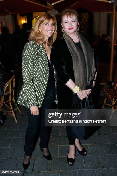 Actresses Florence Pernel and Catherine Jacob attend "La vraie vie" Theater Play at Theatre Edouard VII on September 18, 2017 in Paris, France.