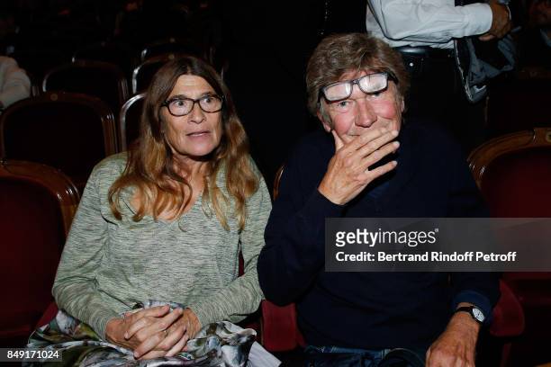 Director Etienne Chatiliez and his wife Anthonine attend "La vraie vie" Theater Play at Theatre Edouard VII on September 18, 2017 in Paris, France.