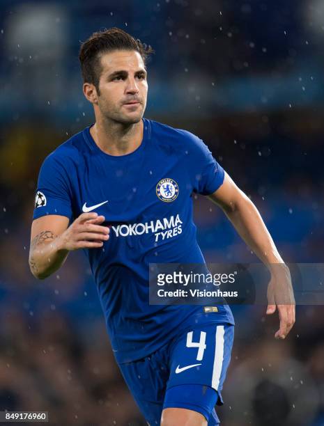Cesc Fàbregas of Chelsea during the UEFA Champions League Group C match between Chelsea FC and Qarabag FK at Stamford Bridge on September 12, 2017 in...