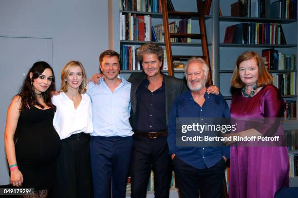 Team of the piece : Alka Balbir, Lea Drucker, Guillaume de Tonquedec, autor of the piece Fabrice Roger-Lacan, Bernard Murat and Anne Benoit pose...