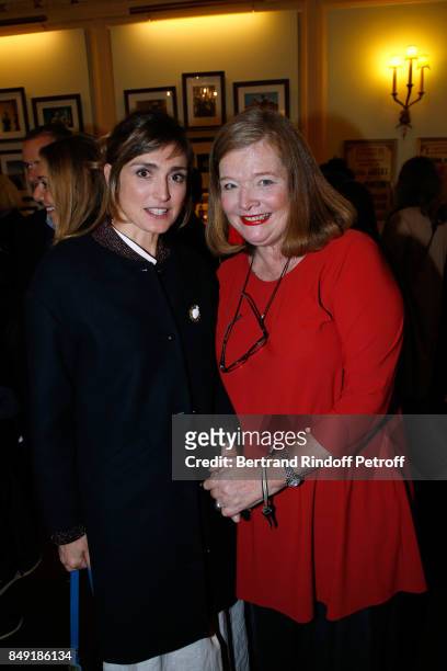Actress Julie Gayet and actress of the piece Anne Benoit attend "La vraie vie" Theater Play at Theatre Edouard VII on September 18, 2017 in Paris,...