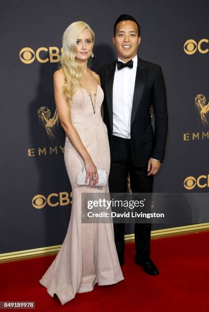 Writer Alan Yang and guest attend the 69th Annual Primetime Emmy Awards - Arrivals at Microsoft Theater on September 17, 2017 in Los Angeles,...