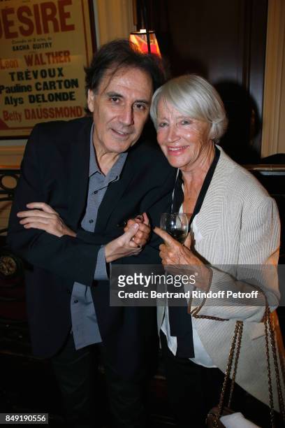 Director Eric Assous and actress Marie-France Mignal attend "La vraie vie" Theater Play at Theatre Edouard VII on September 18, 2017 in Paris, France.