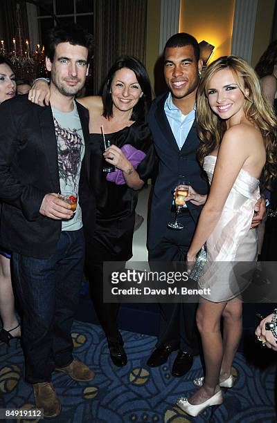 Matthew Robertson, Davina McCall, Jason Bell and Nadine Coyle attend the Universal Party following the Brit Awards 2009 at the Claridge's Hotel on...
