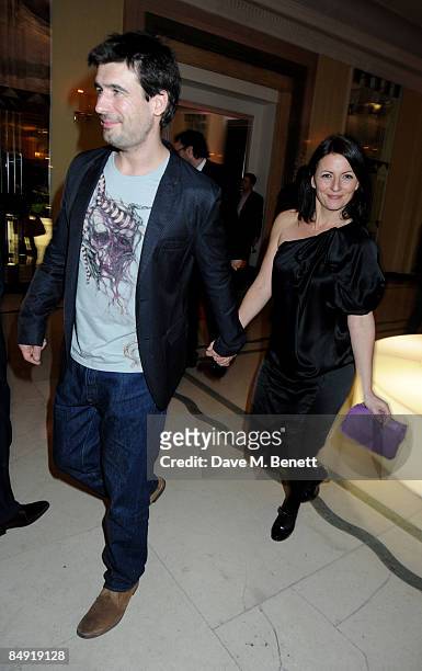 Davina McCall and Matthew Robertson attend the Universal Party following the Brit Awards 2009 at the Claridge's Hotel on February 18, 2009 in London,...