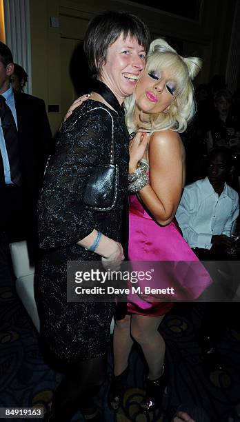 Lady GaGa and guest attend the Universal Party following the Brit Awards 2009 at the Claridge's Hotel on February 18, 2009 in London, England.