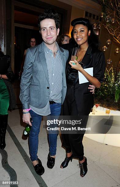 Nick Grimshaw and VV Brown attend the Universal Party following the Brit Awards 2009 at the Claridge's Hotel on February 18, 2009 in London, England.