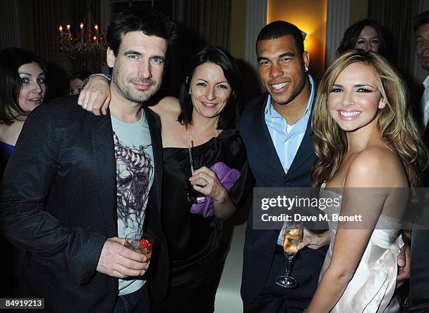 Matthew Robertson, Davina McCall, Jason Bell and Nadine Coyle attend the Universal Party following the Brit Awards 2009 at the Claridge's Hotel on...