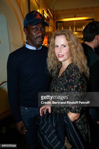 Marco prince and Florence Darel attend "La vraie vie" Theater Play at Theatre Edouard VII on September 18, 2017 in Paris, France.