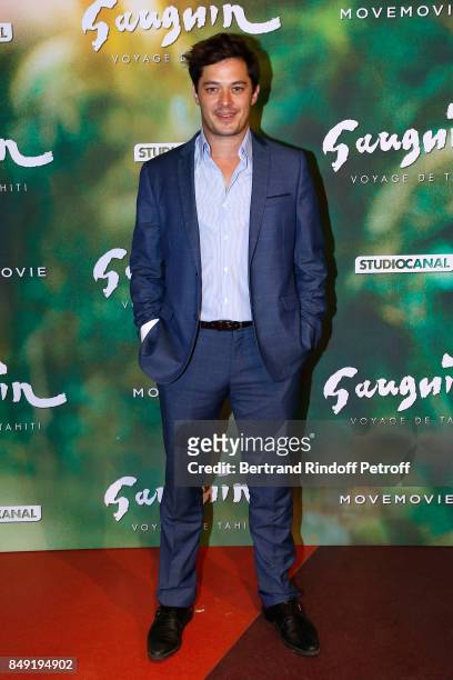 Actor Aurelien Wiik attends the "Gauguin, Voyage de Tahiti" Paris Premiere at Cinema Gaumont Capucine on September 18, 2017 in Paris, France.