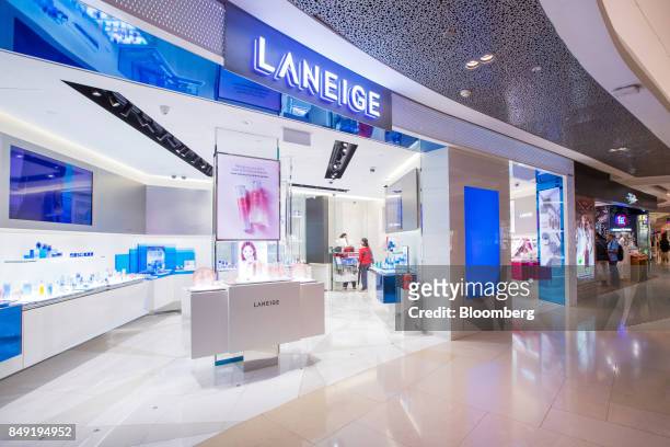 Store of Laneige, an Amorepacific Corp. Cosmetic brand, stands in the Ion Orchard mall in Singapore, on Tuesday, Sept. 12, 2017. South Korea's...
