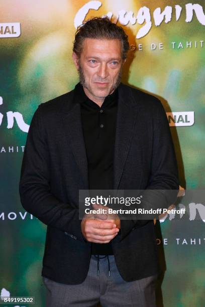 Actor of the movie Vincent Cassel attends the "Gauguin, Voyage de Tahiti" Paris Premiere at Cinema Gaumont Capucine on September 18, 2017 in Paris,...
