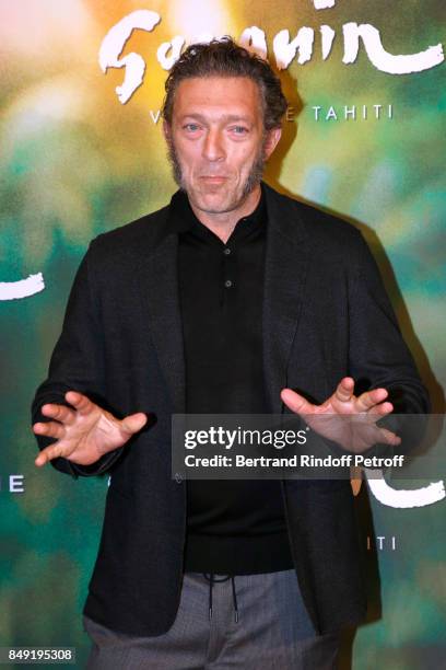 Actor of the movie Vincent Cassel attends the "Gauguin, Voyage de Tahiti" Paris Premiere at Cinema Gaumont Capucine on September 18, 2017 in Paris,...