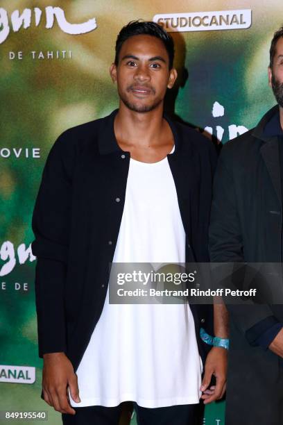 Actor of the movie Pua-Tai Hikutini attends the "Gauguin, Voyage de Tahiti" Paris Premiere at Cinema Gaumont Capucine on September 18, 2017 in Paris,...