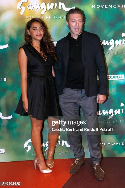 Actors of the movie Tuhei Adams and Vincent Cassel attend the "Gauguin, Voyage de Tahiti" Paris Premiere at Cinema Gaumont Capucine on September 18,...