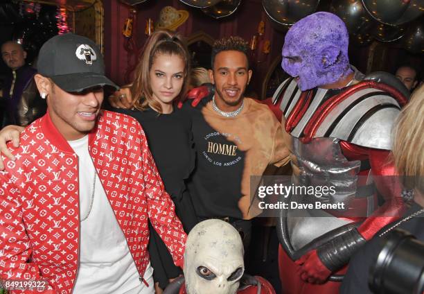 Neymar, Barbara Palvin and Lewis Hamilton attend the LOVE magazine x Miu Miu party, held during London Fashion Week, in association with Absolut Elyx...