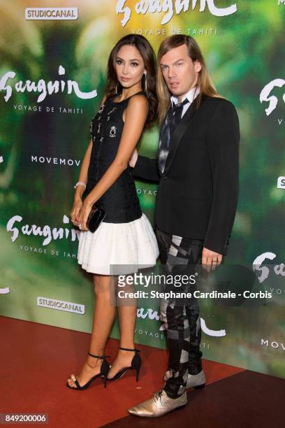 Patricia Contreras and Fashion designer Christophe Guillarme attend the "Gauguin, Voyage De Tahiti" Paris Premiere at Cinema Gaumont Capucine on...