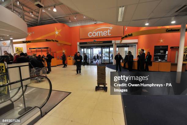 The last few items are sold at the Comet store at Silverlink Shopping Park, North Shield, Newcastle.