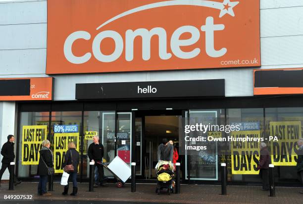 The last few items are sold at the Comet store at Silverlink Shopping Park, North Shield, Newcastle.