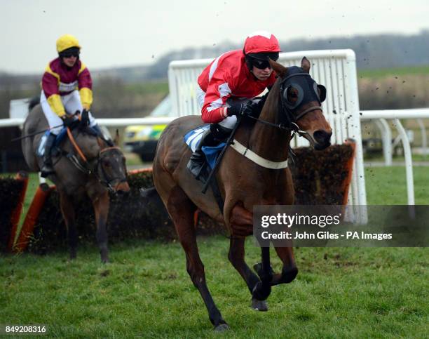 Carmela Maria ridden by Edmond Lineham go on to win the Follow Us on Twitter @Catterick races Handicap Hurdle at Catterick racecourse, North...