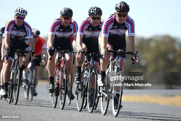 Cyclists take part in the 2017 Below The Belt Pedalthon at Sydney Motorsport Park on September 19, 2017 in Sydney, Australia. Now in its 4th year,...