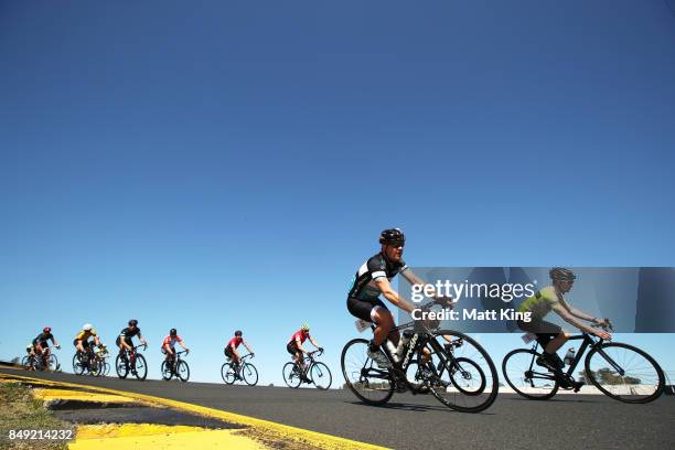 Cyclists take part in the 2017 Below The Belt Pedalthon at Sydney Motorsport Park on September 19, 2017 in Sydney, Australia. Now in its 4th year,...