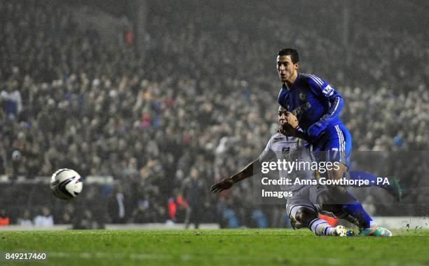 Chelsea's Eden Hazard scores his side's fourth goal during the Capital One Cup, Quarter-Final at Elland Road, Leeds.