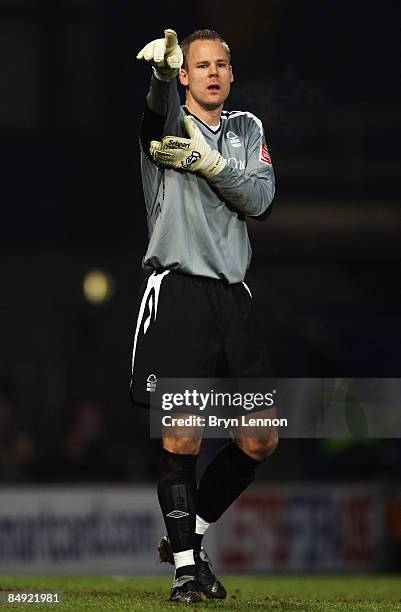 Nottingham Forest goalkeeper Paul Smith gestures during the Coca Cola Championship match between Ipswich Town and Nottingham Forest at Portman Road...