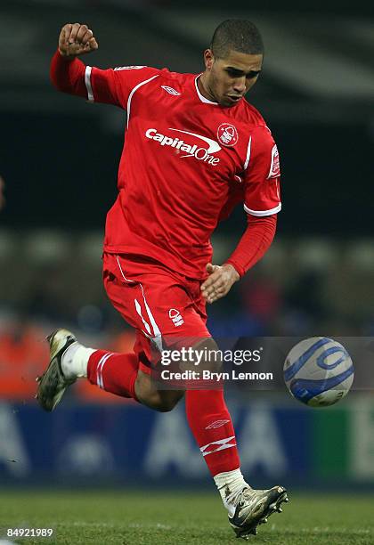 Nathan Tyson of Nottingham Forest running with the ball during the Coca Cola Championship match between Ipswich Town and Nottingham Forest at Portman...