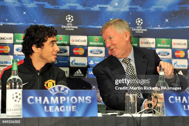 Manchester United's Rafael da Silva with manager Sir Alex Ferguson