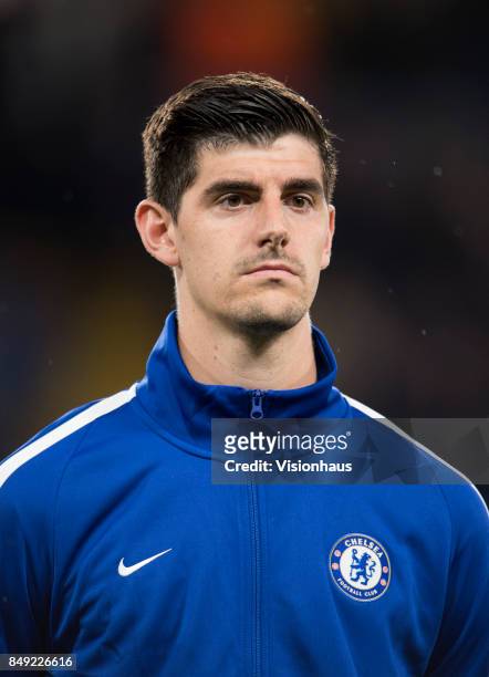 Thibaut Courtois of Chelsea during the UEFA Champions League Group C match between Chelsea FC and Qarabag FK at Stamford Bridge on September 12, 2017...