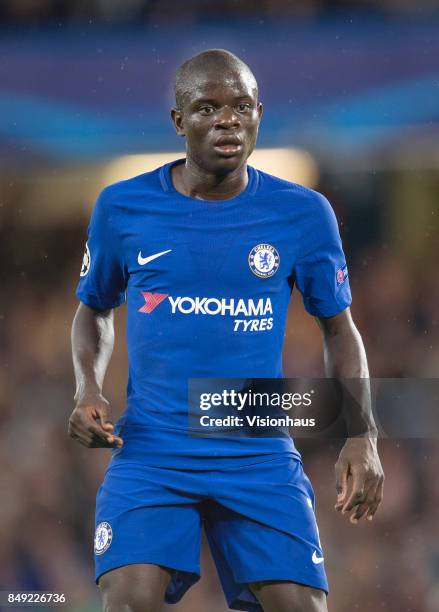 Golo Kanté of Chelsea during the UEFA Champions League Group C match between Chelsea FC and Qarabag FK at Stamford Bridge on September 12, 2017 in...