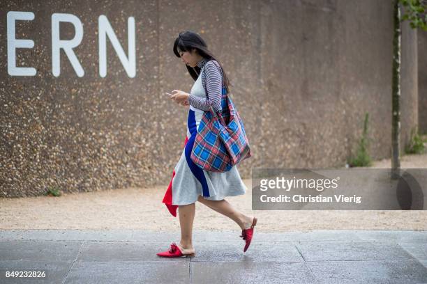 Susie Lau outside Christopher Kane during London Fashion Week September 2017 on September 18, 2017 in London, England.