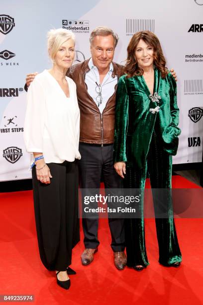 Marika George, Nico Hofmann, CEO UFA and German actress Iris Berben attend the First Steps Awards 2017 at Stage Theater on September 18, 2017 in...