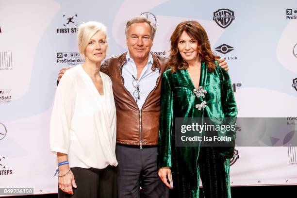 Marika George, Nico Hofmann, CEO UFA and German actress Iris Berben attend the First Steps Awards 2017 at Stage Theater on September 18, 2017 in...