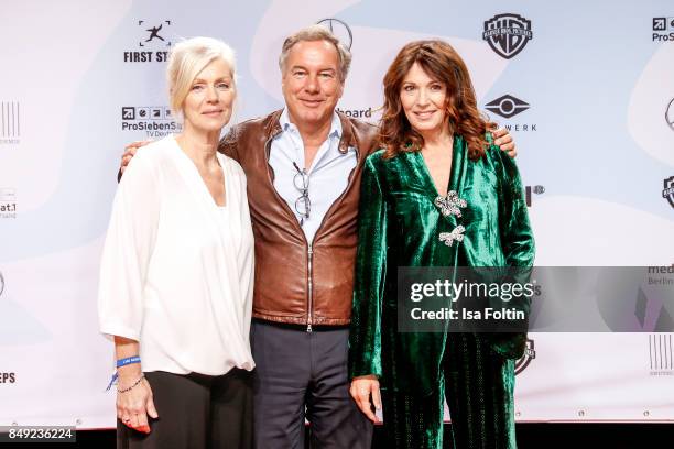 Marika George, Nico Hofmann, CEO UFA and German actress Iris Berben attend the First Steps Awards 2017 at Stage Theater on September 18, 2017 in...