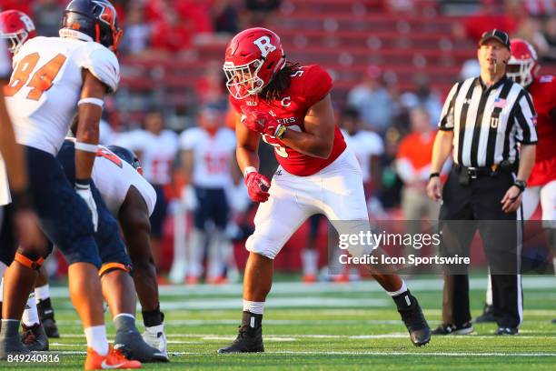 Rutgers Scarlet Knights defensive lineman Darnell Davis during the college football game between the Rutgers Scarlet Knights and the Morgan State...