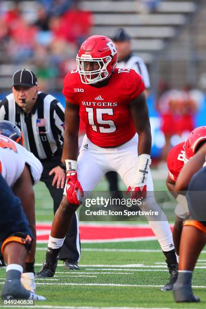 Rutgers Scarlet Knights linebacker Trevor Morris during the college football game between the Rutgers Scarlet Knights and the Morgan State Bears on...