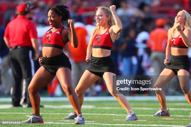 Rutgers Scarlet Knights Dance team members perform during the college football game between the Rutgers Scarlet Knights and the Morgan State Bears on...