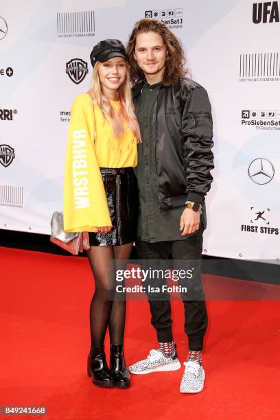 German actress Lina Larissa Strahl and her boyfriend Tilman Poerzgen attend the First Steps Awards 2017 at Stage Theater on September 18, 2017 in...