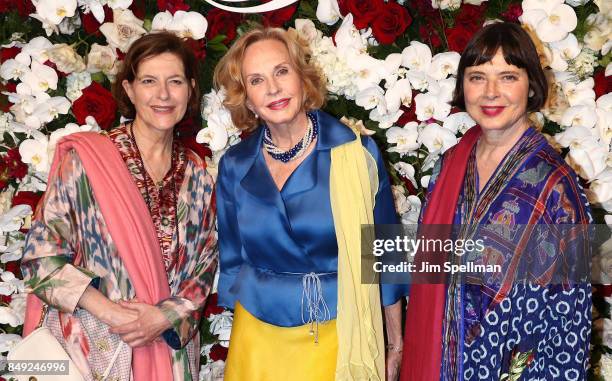 Ingrid Rossellini, Pia Lindstrom and Isabella Rossellini attend The American Theatre Wing's Centennial Gala at Cipriani 42nd Street on September 18,...