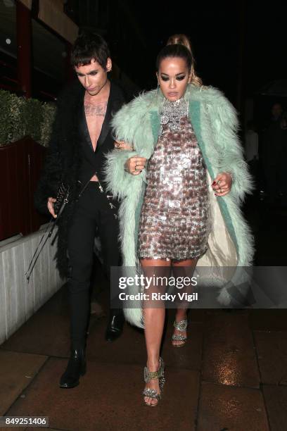 Kyle De'Volle and Rita Ora seen at Miu Miu X LOVE Magazine party at No 5 Hertford Street during London Fashion Week September 2017 on September 18,...
