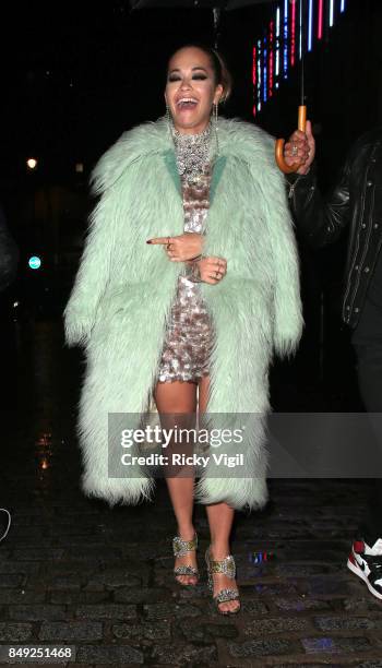 Rita Ora seen at Miu Miu X LOVE Magazine party at No 5 Hertford Street during London Fashion Week September 2017 on September 18, 2017 in London,...