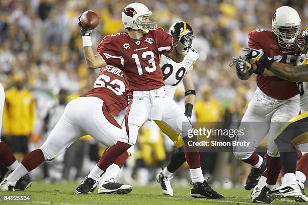 Super Bowl XLIII: Arizona Cardinals QB Kurt Warner in action vs Pittsburgh Steelers. Tampa, FL 2/1/2009 CREDIT: Simon Bruty