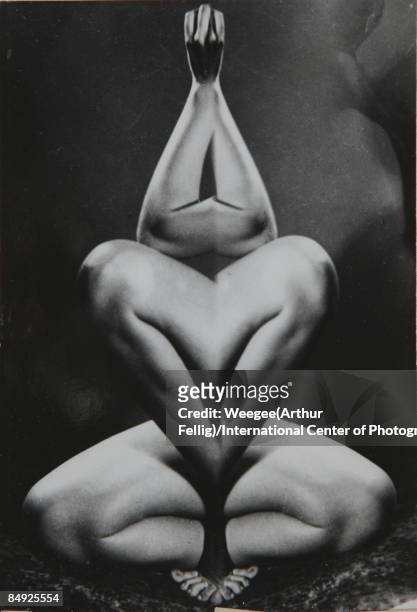 Mirror image depicting a distorted naked woman's body, ca.1950s.