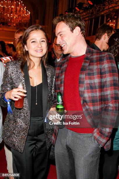 German actress Sarah Alles and German actor Gedeon Burkhard attend the First Steps Awards 2017 at Stage Theater on September 18, 2017 in Berlin,...