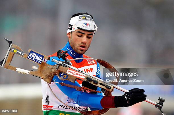 Simon Fourcade of France takes 1st place during the IBU Biathlon World Chanpionships - MIxed Relay event on February 19, 2009 in Pyeong Chang, Korea.