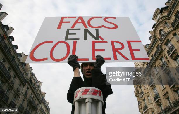 French students and teachers demonstrate on February 19, 2009 in Paris as part of a nationwide protest to denounce a government decree, reforming the...