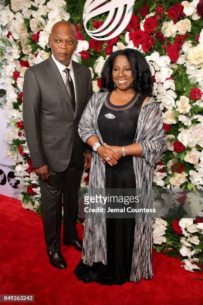 Samuel L. Jackson and LaTanya Richardson attend the American Theatre Wing Centennial Gala at Cipriani 42nd Street on Septembe